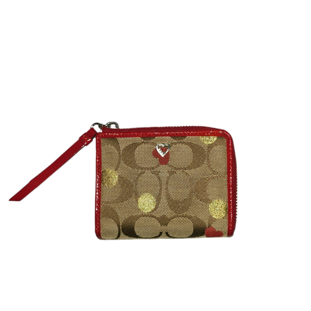 Coach zip around poppy heart wallet